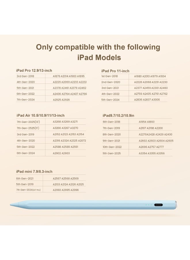 هيان 2026 أحدث قلم Stylus لـ iPad (2018-2025) -13 دقيقة شحن سريع مع حساسية الميل ورفض النخيل لـ iPad 11/10/9/8/7/6th Gen ، Air 7/6/5/4/3/M3/M2 ، Pro 13 "/12.9" /11" /M4 ، Mini 7/6/5th - Image 3